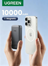 10000mAh 无线充电宝，磁吸式 MagSafe 无线便携式充电器，支持 PD 快充 20W，也支持有线充电，适用于 iPhone 16/15 系列、Apple Watch S10、AirPods 等设备，纤薄灰色，7.5W 6