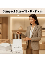 TecV 24 Bags White Paper bags with handles | 21 x 15 x 8 cm Small Kraft Gift bags for Birthday Party Favors, Weddings, Restaurant takeouts, Christmas 2