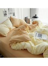 INFOSUN Duvet Cover Set King Size 4 Pcs, Include 1 Quilt Cover 220 x 240cm & 2 Pillow Cases 48 x 74cm & 1 Bedsheet 235 x 250cm, Super Soft Quality Cotton Bedding Set, NO Comforter - Milk Tea Cheese 3