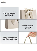SparkSprout 2PCS Champagne Color Large  Gift Bags,  Paper Bags with Ribbon,  Greeting Cards and Tissue Paper, Portable Party Bags with Handles, Birthday Gift Bags, Present Bags for Wedding Party,  Party Supplies 1