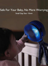 Momcozy Portable Stroller Fan, 27H Ultra-long Battery Life, Detachable 4 Speed 360°Rotate, LED Night Light with 2 Modes 1