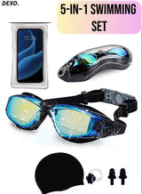 DEXO 5-in-1 Anti-Fog Swimming Goggles Set with UV Protection, Leakproof Silicone Fit, Cap, Nose Clip, Earplugs & Case – Unisex for Men, Women & Teens 6