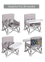 MissTiara Baby Seat Booster High Chair, Space Saver High Chair, Portable High Chair, Folding Booster Feeding Chair, with Travel Bag (Grey) 3