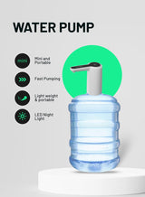 GEEPAS Rechargeable Mini Water Dispenser Portable and Light-Weight Pump with Easy Press Mechanism and USB Charge Plug and Play White and Black 2