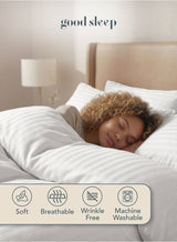 Good Sleep King Size Duvet Cover Set | 6 Piece | 220x240 cm | White Striped | Duvet Cover with Deep-Pocket Fitted Sheet & 4 Pillowcases | Ultra-Soft Fabric, Wrinkle-Free | Made in Dubai 4