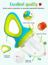 URbazaar Baby Food Feeder, 2 Pack Baby Fruit Feeder Pacifier Fresh Food Feeder with 3 Sizes Silicone Pouches,1 Baby Feeding Spoons for Toddlers Infant 2
