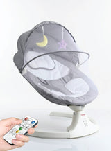 Zenito Electric Baby Swing - Soothing & Entertaining -Baby Swing for Infants, Electric Infant Swing with Remote Control Music Speaker, Baby Swing for Newborn with 5 Swing Speed,Baby Bouncer with mosquito net Baby Rocker for 0-2 years old - Grey 5