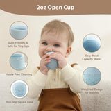Moonkie Silicone Baby Cups 4 Months+ | Open Training Drinkware for Infants with Confetti Sprinkles | Baby-Led Weaning Essential | 2 oz (Ether/Mint, 2 Pack) 1