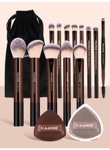 MAANGE 16Pcs Makeup Tool Set, Professional Makeup Brush Sets- Including Blush Brush, Contour Brush, Foundation Brush, Concealer Brush, Eye Shadow Brush, Powder Puff and Cloth Bags(Brown) 6