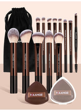 MAANGE 16Pcs Makeup Tool Set, Professional Makeup Brush Sets- Including Blush Brush, Contour Brush, Foundation Brush, Concealer Brush, Eye Shadow Brush, Powder Puff and Cloth Bags(Brown) 1
