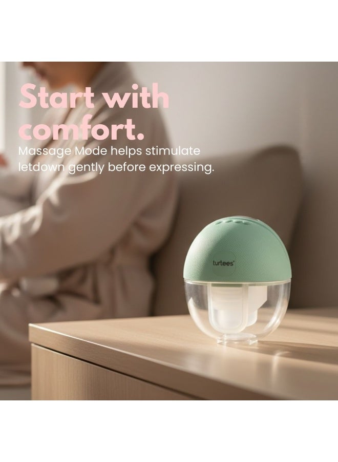 Turtees Wearable Electric Breast Pump for Mothers | Hands-Free In-Bra Milk Expression | Natural Suction with Massage, Multitronic & Express Modes | USB Rechargeable, Portable & Quiet