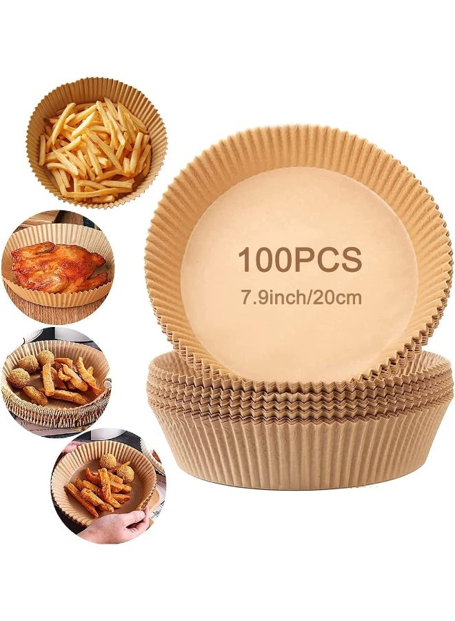 MOMENT Air Fryer Paper Liners, 100Pcs Non-Stick Disposable Liners, Baking Paper For Air Fryer Oil-Proof, Water-Proof, Food Grade Parchment For Baking Roasting Microwave