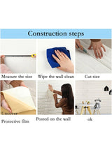 BLOOMING TIME 10 PCS Self- Adhesive 3D Wallpaper, DIY Waterproof White Brick Pattern Wall Stickers for Living Room Bedroom, 77 x 70 cm 5