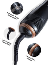 DOSCHER 1200 Watt Hair Dryer Brush Ceramic Dryer And Styler 2 In 1 Professional Black/Beige 3