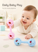 CHU DAI 2 Pack Baby Hand Rattle Toys with Easy Grip Handle and Gentle Rattle Sound, Infant Interactive Toys for Daily Play and Attention Training 3
