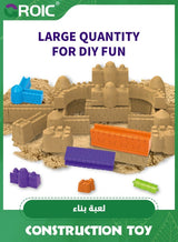 GROIC Construction Truck Toys,Construction Sand Kit,Magic Sand,Construction Vehicles Include Crane,Bulldozer,Excavator,Road Roller,Sensory Toys for Kids 4