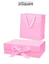 TecV Luxury Magnetic Gift Box, Silver Medium Gift Box with Ribbon, Folding Gift Box for Presents With Magnetic Lid, Suitable for Festival, Birthday, Anniversary, 26x19x8 cm 5