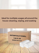 cleaning superstore Interfold Tissue Hand Towels – 150 Sheets x 3 Packs, Soft, Absorbent, Hygienic Paper Towels for Restrooms, Offices and Public Spaces 2