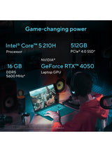 V16 Gaming (2025) 笔记本电脑 – 第二代产品，配备 16 英寸显示屏、酷睿 5-210H 处理器、16GB 内存、512GB 固态硬盘、6GB NVIDIA GeForce RTX 4050 显卡、Windows 11 家庭版操作系统，中东版本 – [V3607VU-RP038W] 英文/阿拉伯文，哑光黑 4