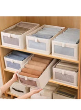 DUNISO 6-piece foldable wardrobe storage box wardrobe organizer, visible linen storage box, clothing drawer organizer, washable wardrobe storage box, rectangular storage box with fixed handle, living room, bedroom, office 2
