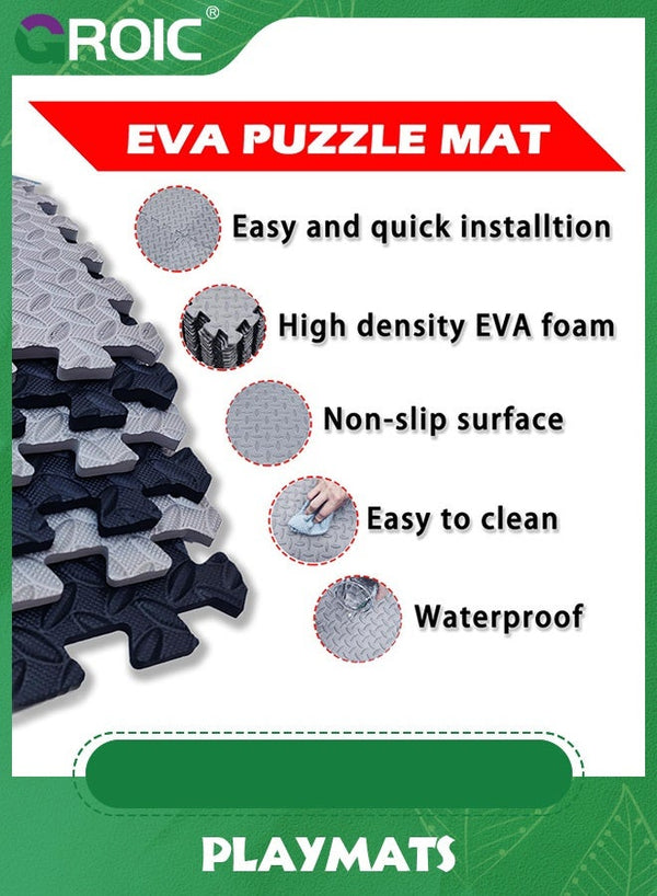 GROIC Foam Puzzle Mat，Foam Floor Tiles 20 Pieces Interlocking Floor Mats Interlocking Foam Tiles Multi-Purpose Foam Play Mat,Foam Mats for Floor,Kids Playmat(30*30cm)