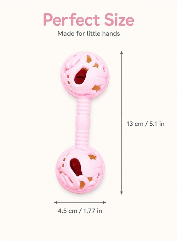 CHU DAI 2 Pack Baby Hand Rattle Toys with Easy Grip Handle and Gentle Rattle Sound, Infant Interactive Toys for Daily Play and Attention Training