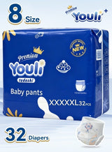 Youli Baby Diapers,Pants Diapers Size 8, 21+ Kg, 360° Leak-Free Fit For Up To 100% Leakage Protection, Ultimate Comfort 32 Diapers 6