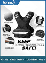 LENND Weighted Vest for Men and Women 1.8KG-5KG Adjustable Vest with 6 Iron Blocks and Weights for Home Workout, Adjustable Weight Vest Sports Set for Cardio and Strength Training 3