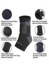 PYC 2 Piece Ankle Protector Adjustable Compression Ankle Support Brace For Running Sports Football and Basketball 2