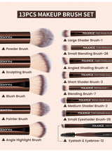 MAANGE 16Pcs Makeup Tool Set, Professional Makeup Brush Sets- Including Blush Brush, Contour Brush, Foundation Brush, Concealer Brush, Eye Shadow Brush, Powder Puff and Cloth Bags(Brown) 5