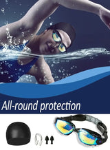 DEXO 5-in-1 Anti-Fog Swimming Goggles Set with UV Protection, Leakproof Silicone Fit, Cap, Nose Clip, Earplugs & Case – Unisex for Men, Women & Teens 5