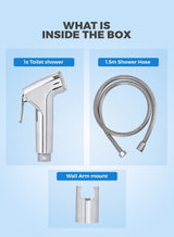 GEEPAS Chrome Shattaf Set | Soft Spray, Non-Stop Water Jet With Easy to use Mechanism | High-Quality ABS Material And High Grade Chrome, 1/2" Standard Connector| For Bathroom Use GSW61106 2