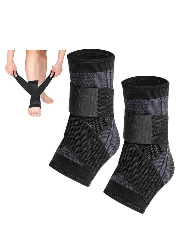 PYC 2 Piece Ankle Protector Adjustable Compression Ankle Support Brace For Running Sports Football and Basketball