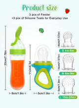 URbazaar Baby Food Feeder, 2 Pack Baby Fruit Feeder Pacifier Fresh Food Feeder with 3 Sizes Silicone Pouches,1 Baby Feeding Spoons for Toddlers Infant 1