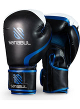 Sanabul  Essential Gel Boxing Gloves for Men & Women – Pro-Tested Kickboxing, MMA, Muay Thai & Heavy Bag Training Gloves – Shock-Absorbing Gel Padding – Black/Metallic Blue 5