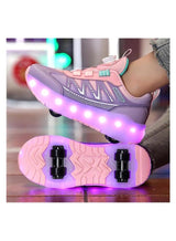 Axpeih Roller Skates Shoes 4 Wheels for Kids, New Upgraded Roller Shoes with 16 Flashing Modes, LED Light Up Flashing Sneakers for Boys and Girls, Beginner-Friendly, More Balanced 5