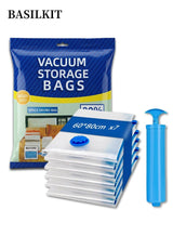 BASILKIT 7-Piece Vacuum Storage Bags 60x80cm,Reusable Compression Space Saving Bags ,Foldable, Durable and Space Saver , with Free Hand Pump for Packing Clothes andBedding for Travel 6