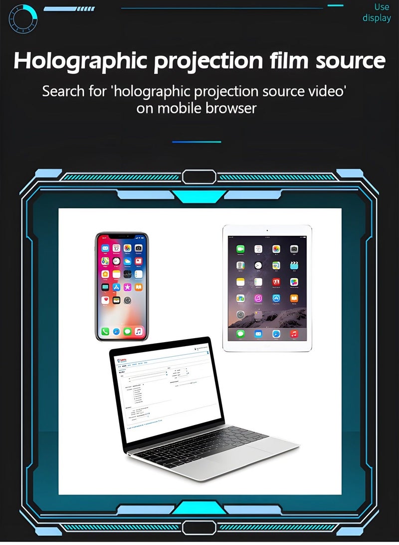 GROIC 3D Holographic Display Stands,Projector Mobile Smartphone Hologram Bracket,360° Images Stands Projector,for Ad Display/Cartoon Interaction/Entertainment/Gift,Developmental Toys