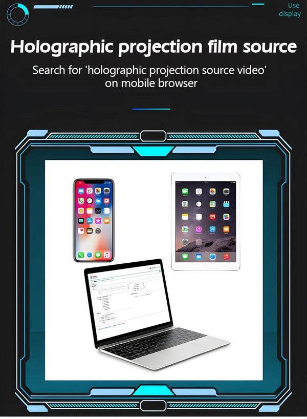GROIC 3D Holographic Display Stands,Projector Mobile Smartphone Hologram Bracket,360° Images Stands Projector,for Ad Display/Cartoon Interaction/Entertainment/Gift,Developmental Toys