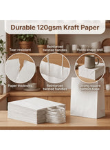 TecV 24 Bags White Paper bags with handles | 21 x 15 x 8 cm Small Kraft Gift bags for Birthday Party Favors, Weddings, Restaurant takeouts, Christmas 3