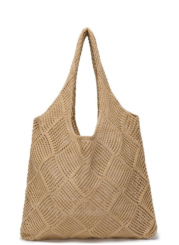 HAWAWA Crochet Tote Bag For Women, Crochet Mesh Beach Tote Bag Summer Vacation Aesthetic Boho Knit Bag for Women, Beach Top-handle Tote Bag