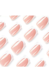 JOSQUEWNN Press On False Nails,24pcs,Simple Pink French Manicure Press-On Nails,Embellished With Rhinestones.Acrylic Nails With Glue Kit. 3