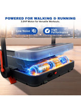 PowerMax Fitness JogPad-1 3HP Motorized 2-in-1 Treadmill for Home & Office Use with Remote Control, 8% Manual Incline, 10 km/h Max Speed, 120 kg Max User Weight, Compact Design, Shock Absorption 950x405mm Running Deck, LED Display, iPad Holder 4