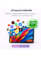 Telzeal P201 11-Inch Tablet (Grey), 12GB RAM + 512GB ROM, 10000mAh Battery, Dual SIM, 8MP+13MP Camera, Android 13, with Keyboard, Mouse & Accessories 2