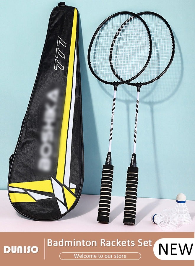 DUNISO Badminton Rackets Set 2 Player Badminton Rackets Lightweight Badminton Racquet with 3 Shuttlecocks and 1 Carrying Bag,Badminton Backyard Games for Outdoor,Garden,Beach,Family Fun Game