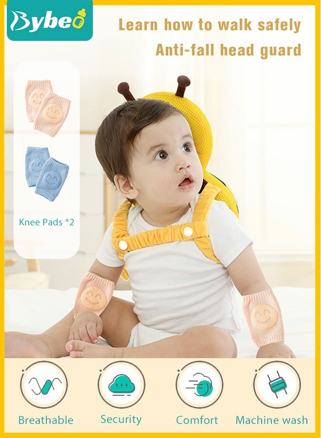 Bybeo Baby Head Protector Pillow Toddler Breathable Safety Protect Hat With 2 Knee Pads for Crawling and Walking, 6 Months-3 Years