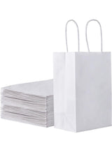 TecV 24 Bags White Paper bags with handles | 21 x 15 x 8 cm Small Kraft Gift bags for Birthday Party Favors, Weddings, Restaurant takeouts, Christmas 5