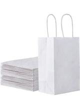 TecV 24 Bags White Paper bags with handles | 21 x 15 x 8 cm Small Kraft Gift bags for Birthday Party Favors, Weddings, Restaurant takeouts, Christmas 6