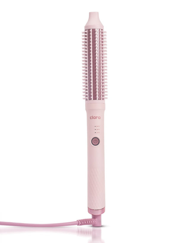CLARA Anti-Frizz Ionic Slim Hot Brush, 3-in-1 hairstyling for blowouts, curls and straight hair, Two functions, one device Pink