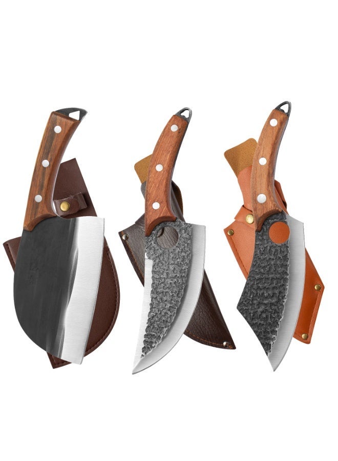 OSOOKE 3 Piece Chef Knife Set, High Carbon Steel Japanese Kitchen Knives for Meat Cutting